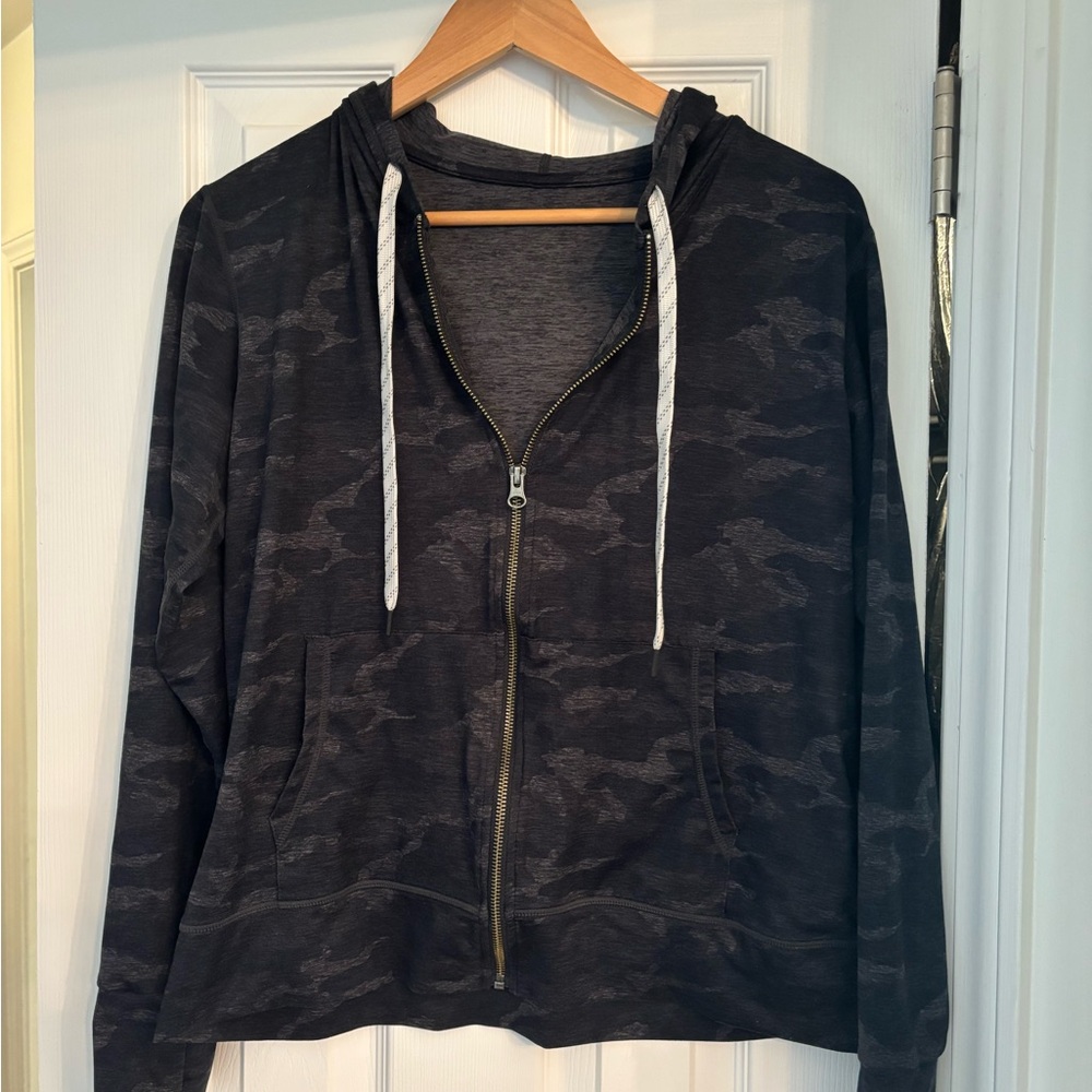 Black Camo Zip-Up Hooded Sweatshirt